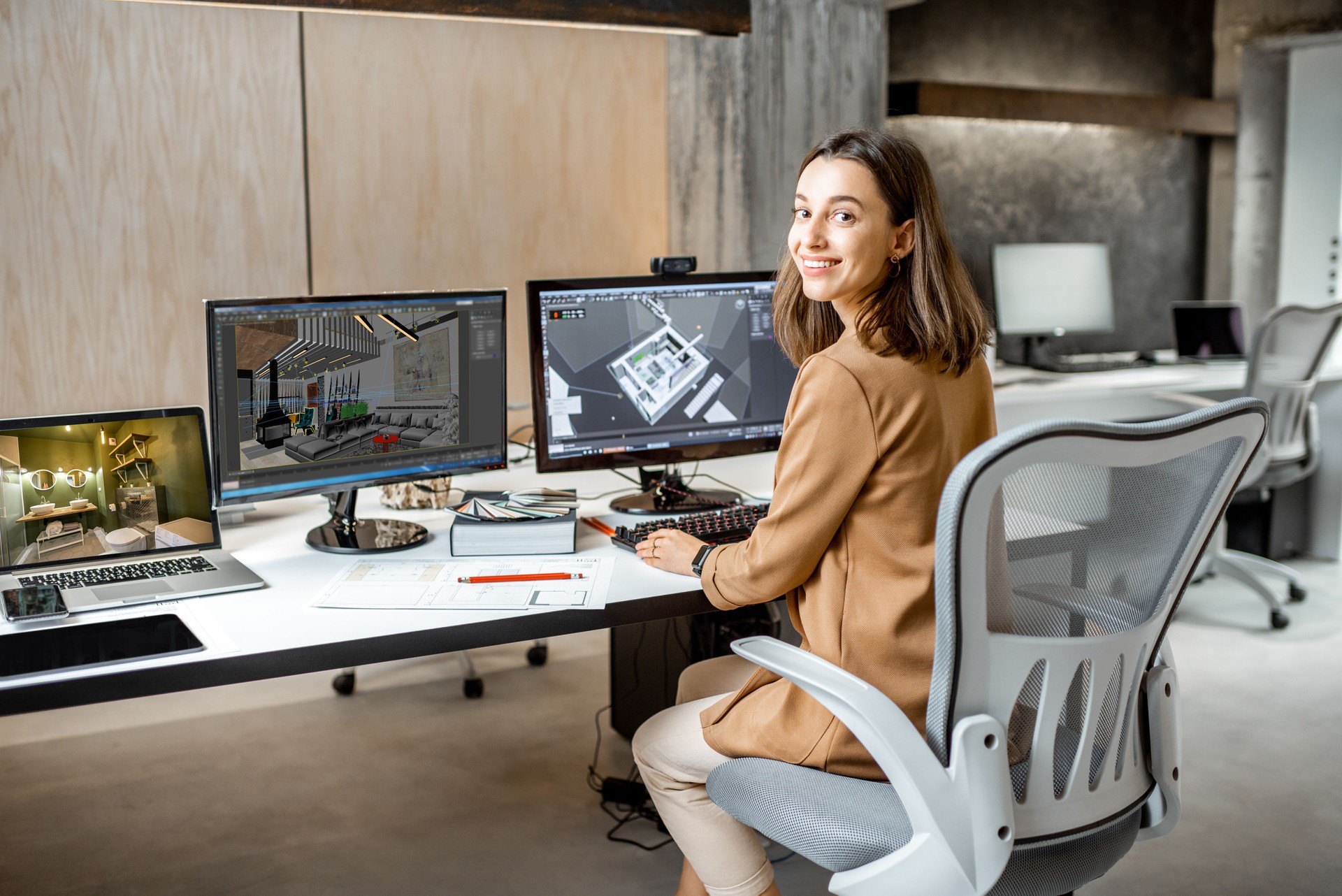 Young inteiror designer working in the office